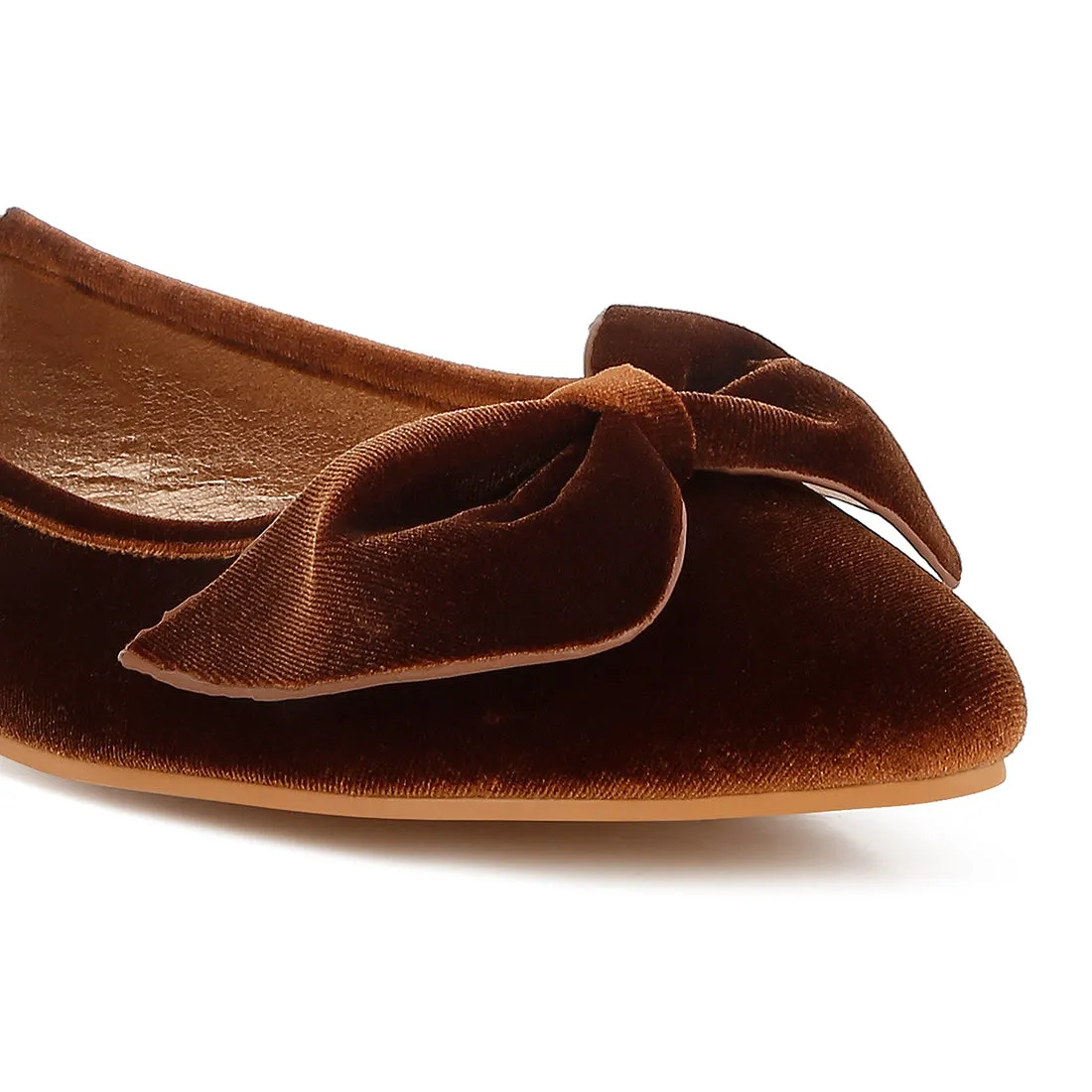 Velvet Bow Detail Ballerinas
