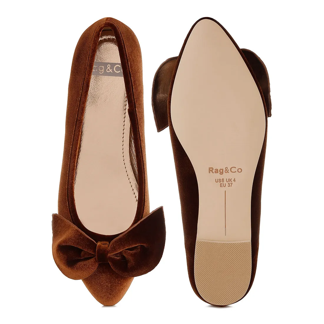 Velvet Bow Detail Ballerinas