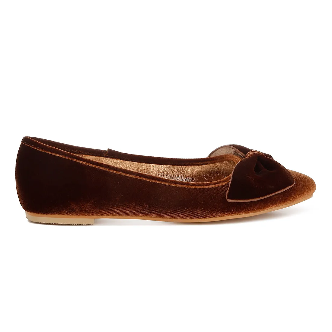 Velvet Bow Detail Ballerinas