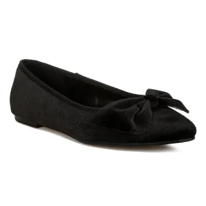 Velvet Bow Detail Ballerinas