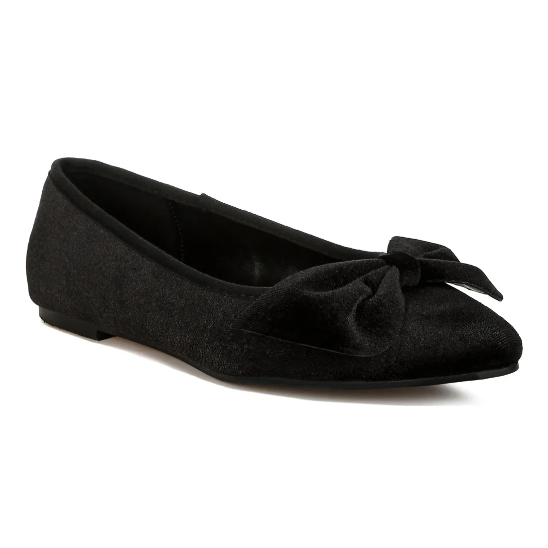 Velvet Bow Detail Ballerinas