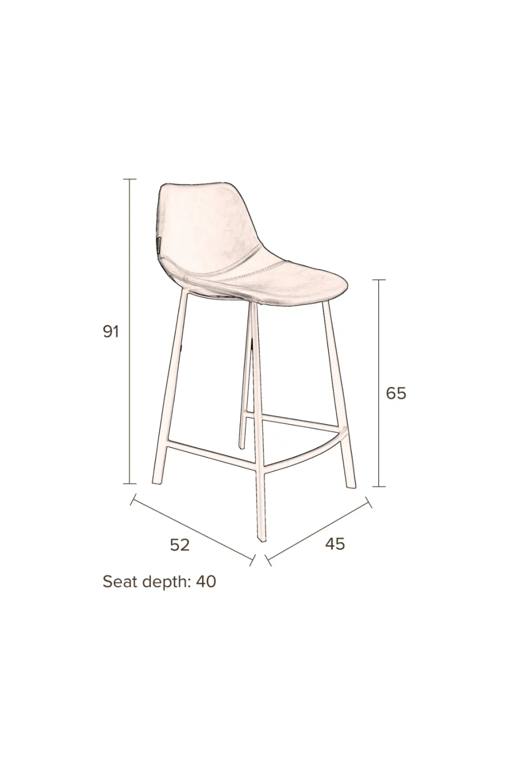 Velvet Upholstered Counter Stools (2) | Dutchbone Franky