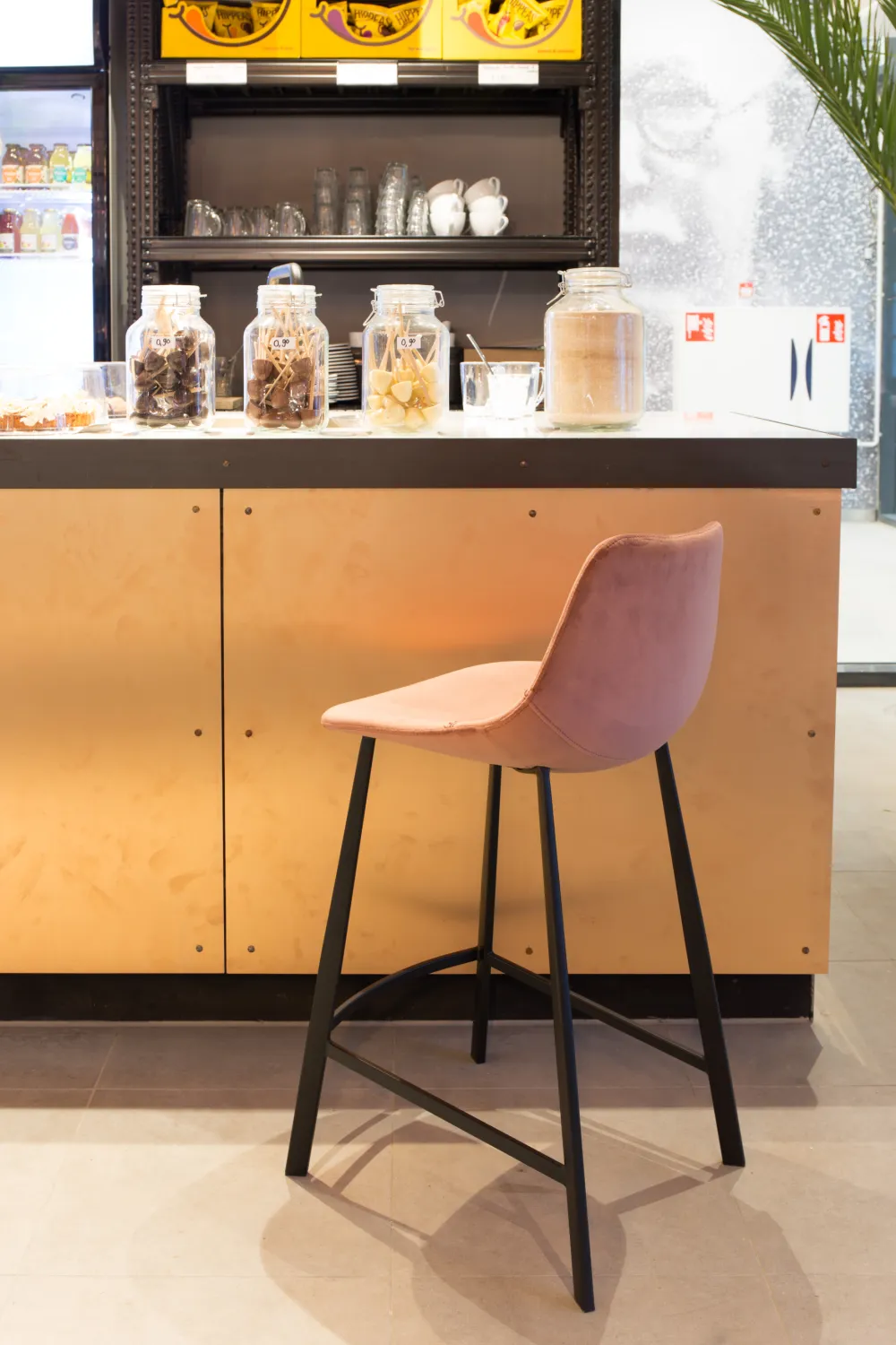 Velvet Upholstered Counter Stools (2) | Dutchbone Franky