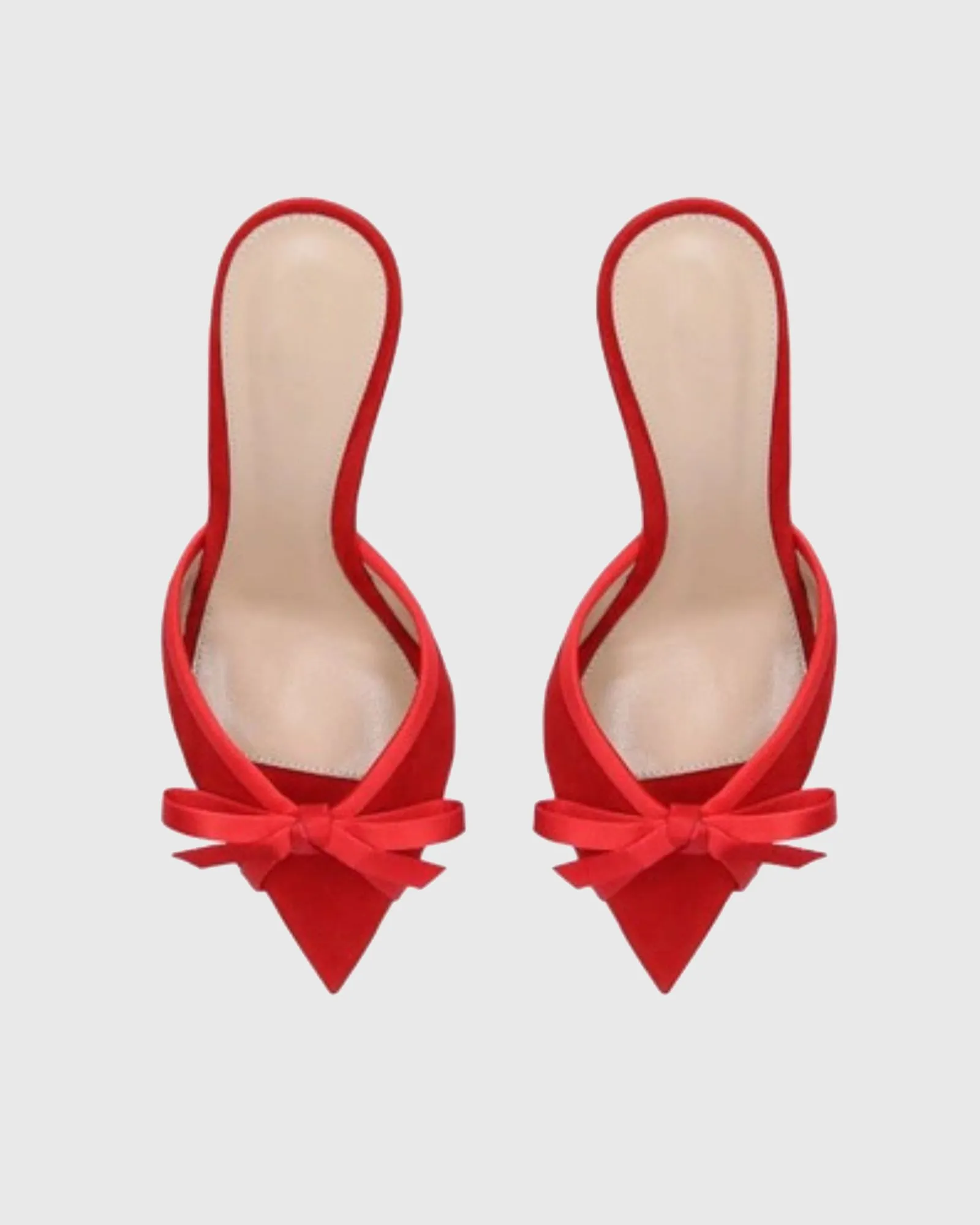 Vita Bow Velvet Slippers In Red
