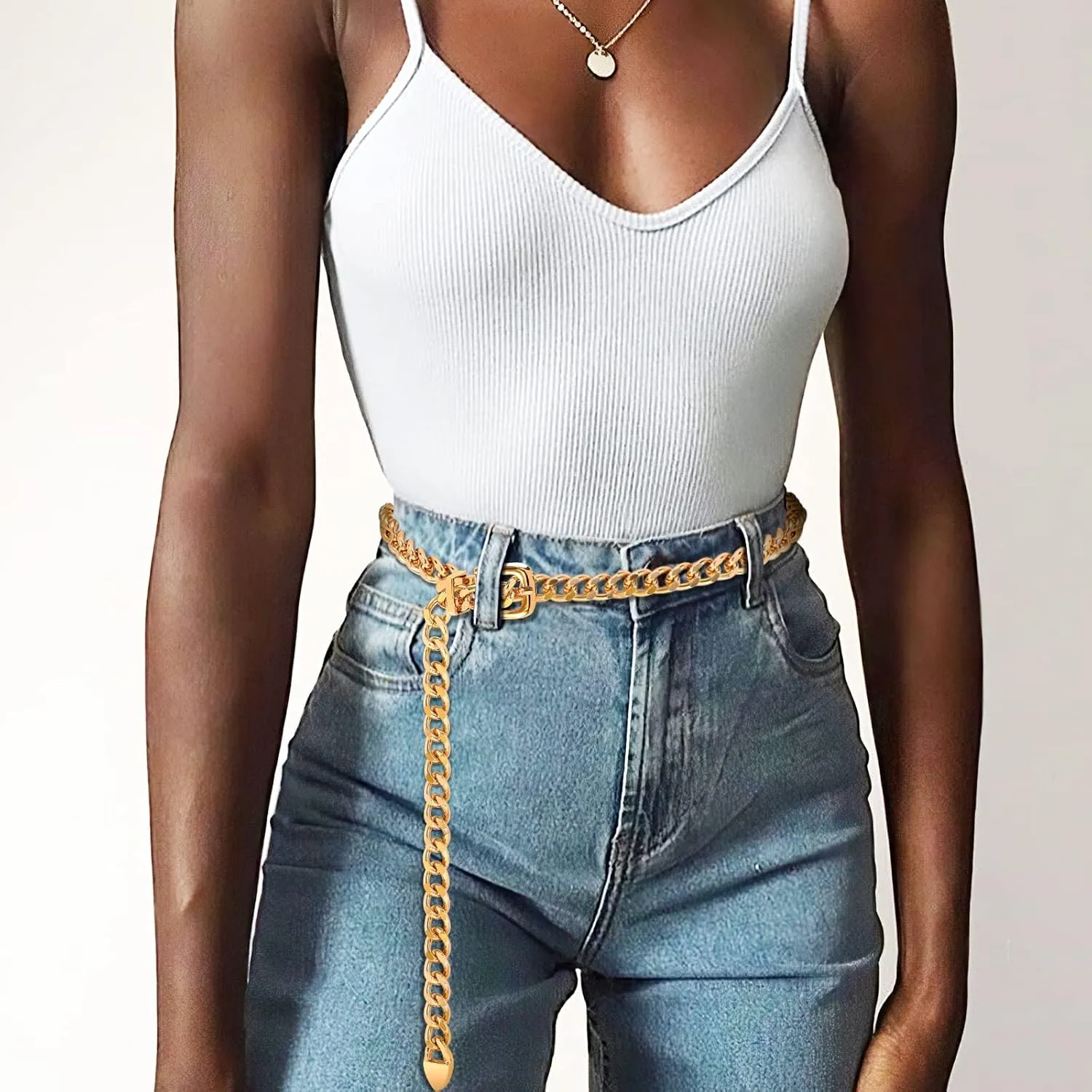 WHIPPY Waist Chain Belt Women Ladies Adjustable Body Waist Link Belts for Jeans Dresses