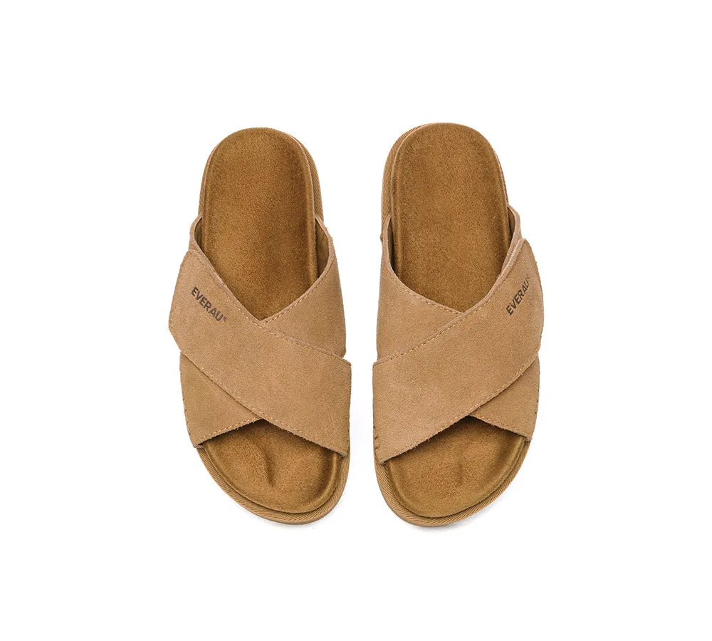 Women Sandals Suede Adjustable Crossover Slip-on Summer Slides Lilac